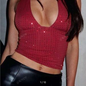 Red Sequin Women's Top